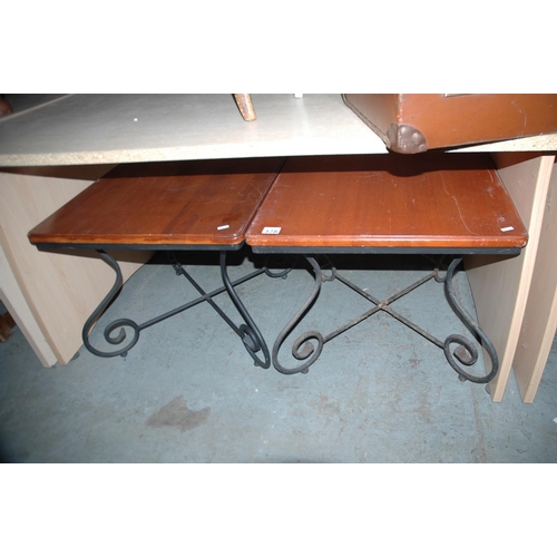 178 - Pair of coffee tables with wrought iron bases