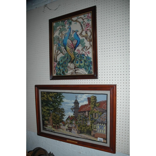 300 - 2 framed tapestries