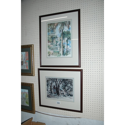 304 - 2 framed prints by same artist