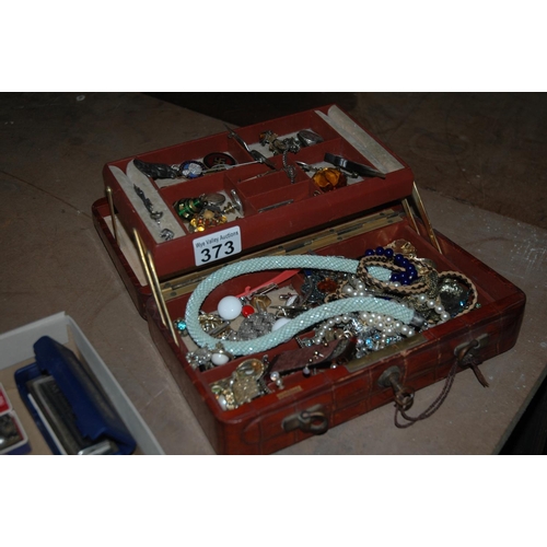 373 - Jewellery box & contents