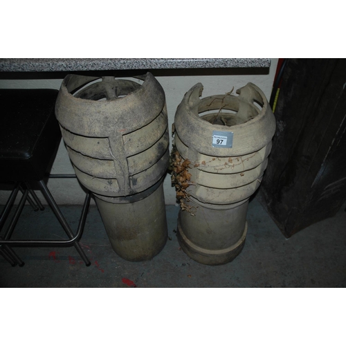 97 - 2 vintage chimney pots