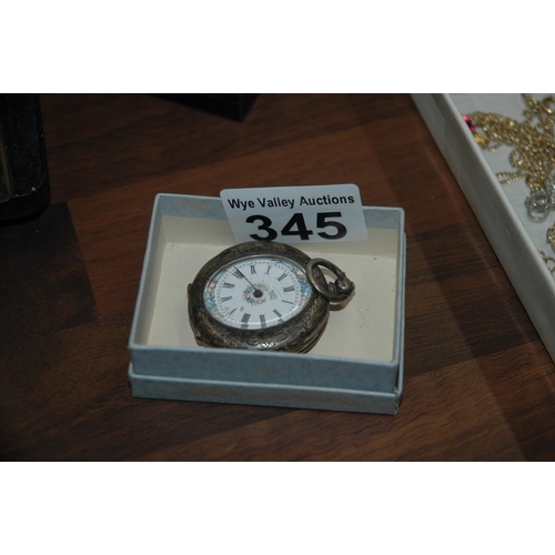 345 - Silver cased fob watch