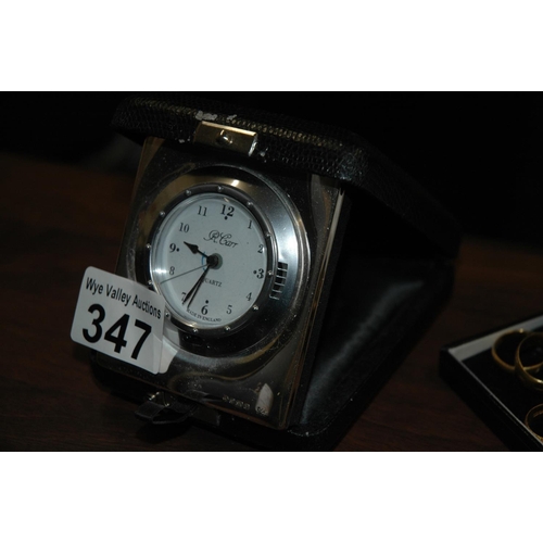 347 - Sterling silver travel clock