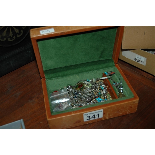 341 - Jewellery box & contents