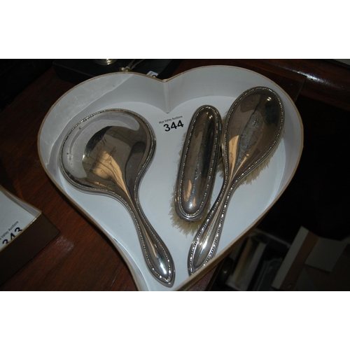 344 - 3 piece sterling silver brush & mirror set