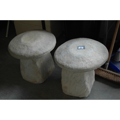 69 - Pair of concrete staddle stones