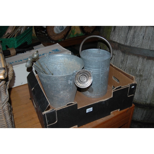 107 - Galv bucket & water can