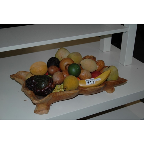 113 - Wooden Fruit & bowl