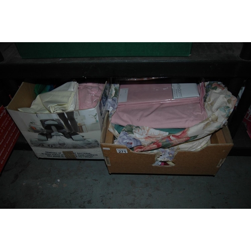 271 - 2 boxes of bedding etc