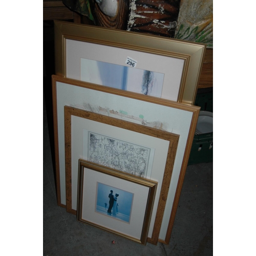 296 - 4 framed pictures