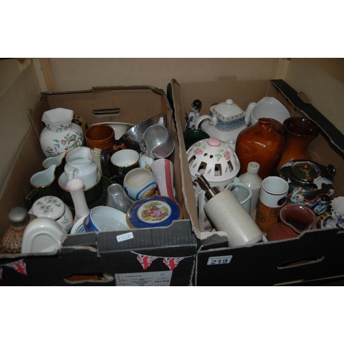 219 - 2 boxes of misc china etc