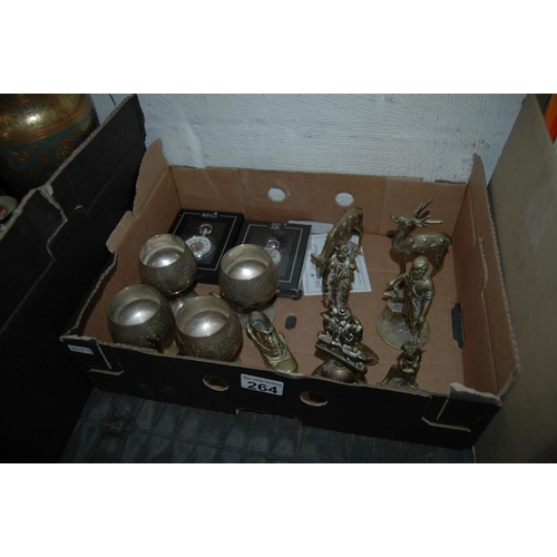 264 - Box of brass etc