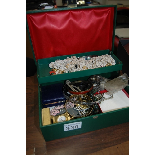 330 - Jewellery box & contents