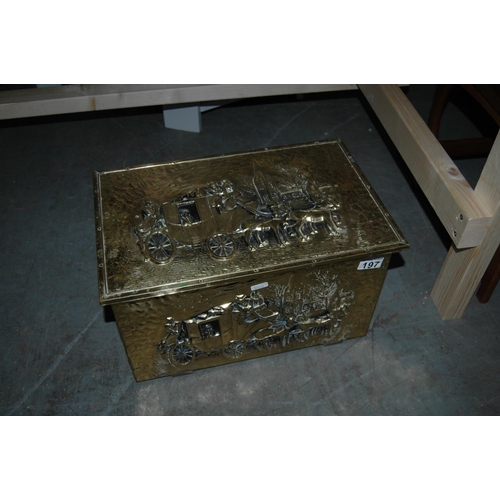 197 - Brass coal box