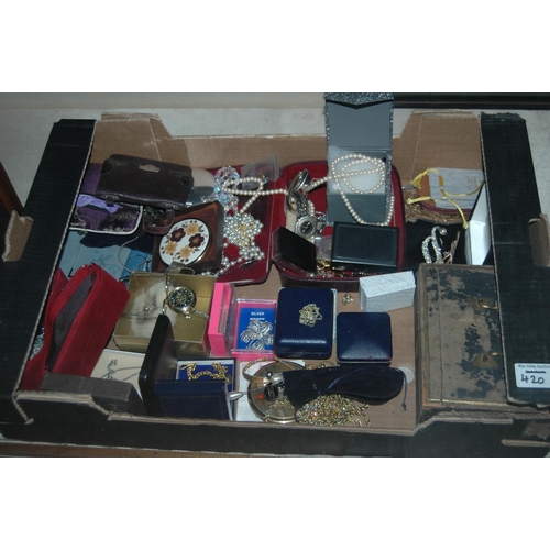 420 - Box of costume jewellery