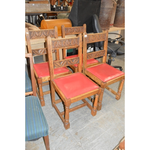 105 - Set of 4 carved oak chairs