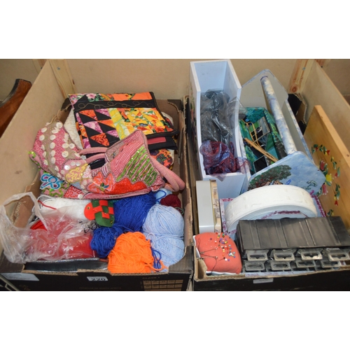 220 - 2 boxes of sewing items etc