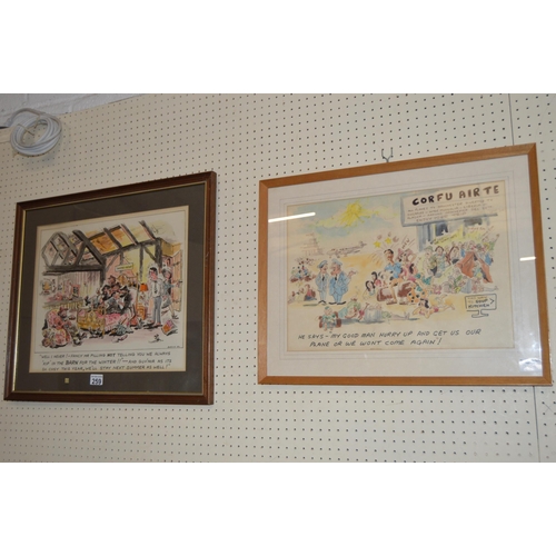 259 - 2 framed cartoon prints