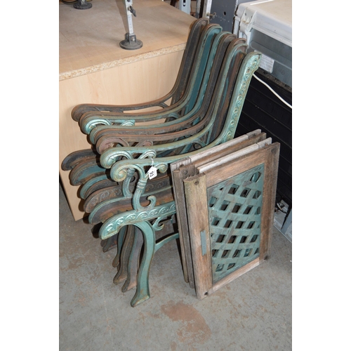 93 - 4 pairs of cast bench ends with back panels