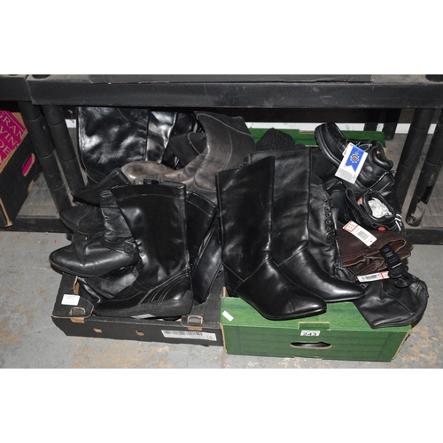 Trays of new boots etc