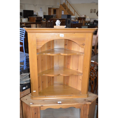 148 - Pine corner shelf cabinet