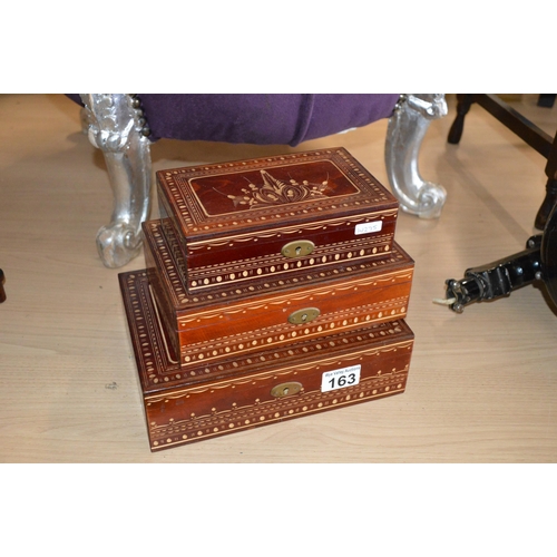 163 - 3 inlaid wooden boxes