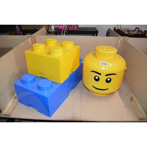 210 - 3 Lego storage items