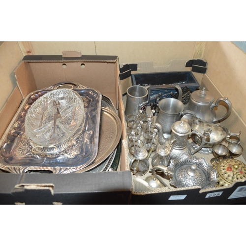 225 - 2 boxes of silverplate etc