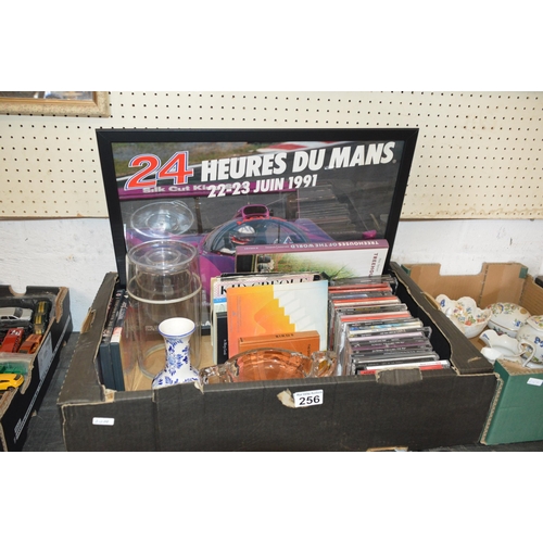 256 - Box of misc items, cds, etc