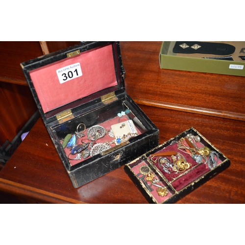 301 - Jewellery box & contents