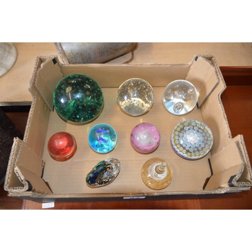 92 - Box of studio glass paperweights