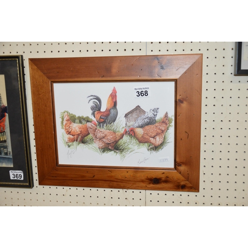 368 - Framed chicken print