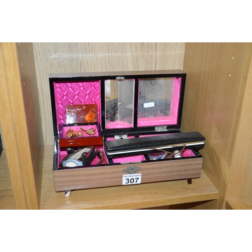 307 - Jewellery box & contents