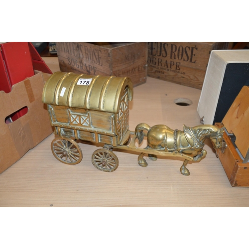 178 - Brass horse & caravan