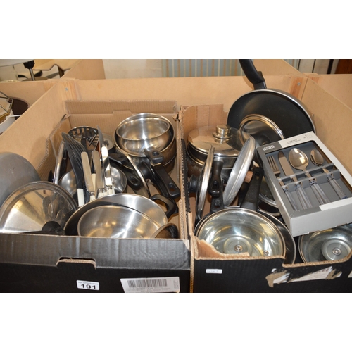 191 - 2 boxes of cookware