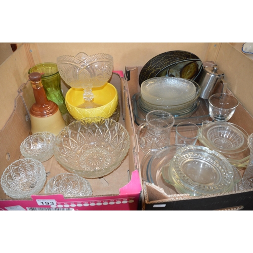 193 - 2 boxes of glassware etc