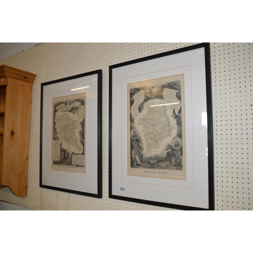 220 - 2 framed French maps