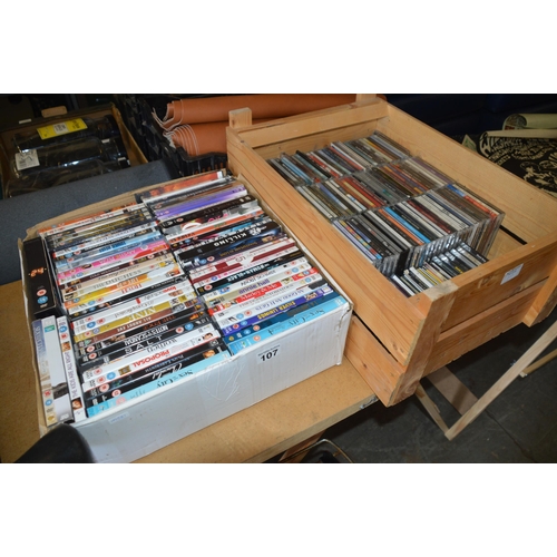 107 - 2 crates of dvds/cds