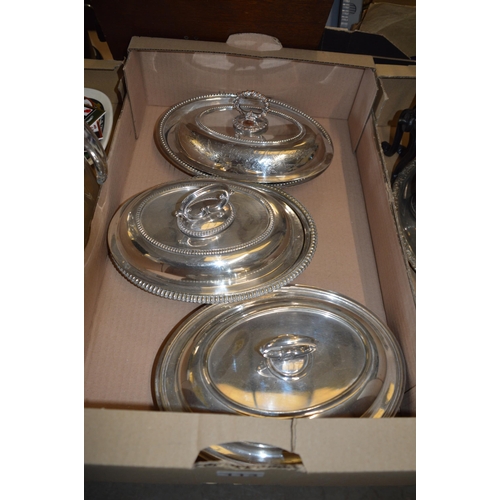 113 - 3 silver plate serving dishes