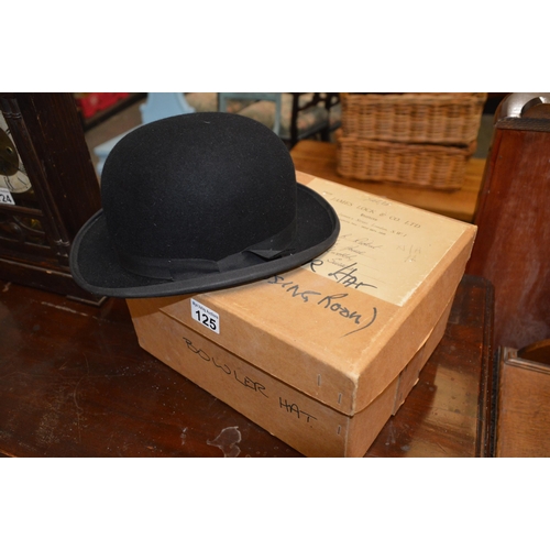 125 - Boxed Bowler hat, by James Lock of London