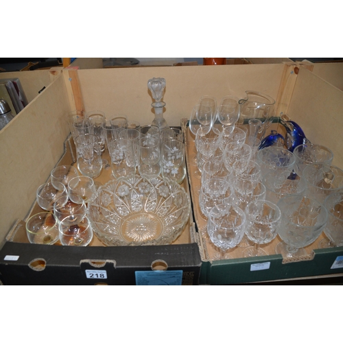 218 - 2 boxes of glassware