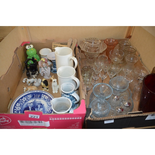 221 - 2 boxes of china & glass