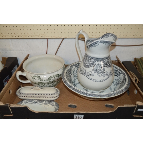 287 - Box of washstand china