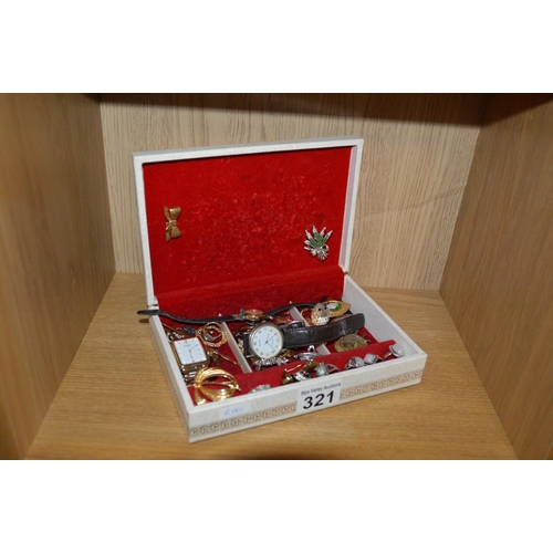 321 - Jewellery box & contents