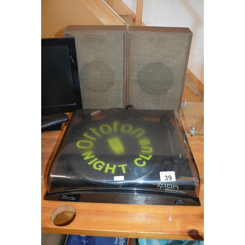 39 - Record turntable & speakers