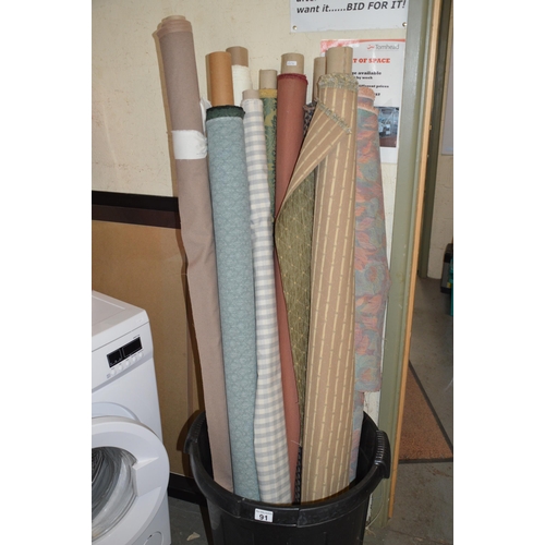 91 - 9 rolls of upholstery fabric