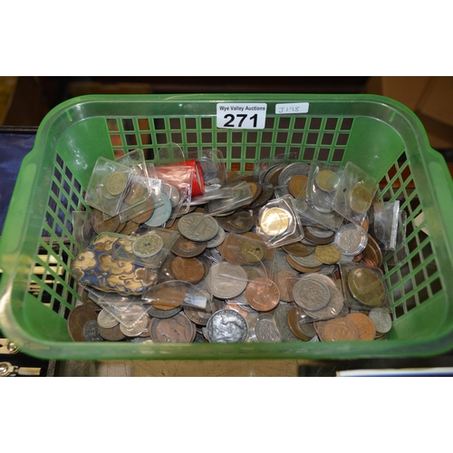 271 - Basket of assorted coins