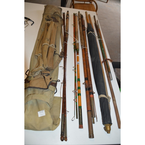 86 - Bundle of vintage fishing rods