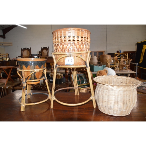 113 - 3 wicker plant holders