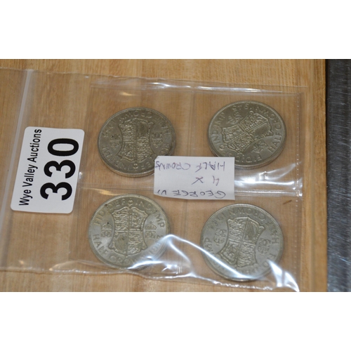 330 - Coins - 4 x silver half crowns